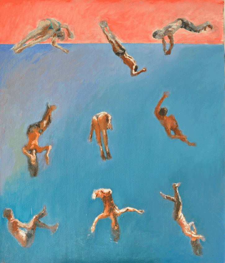 Red and Blue Painting of people doing Parkour, Freerunning and Diving;></a></a>
  <p>
  <!-- TemplateBeginEditable name=